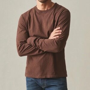 American Giant Men's Long Sleeve Slub Crewneck Tee T-Shirt XL Brown NWOT